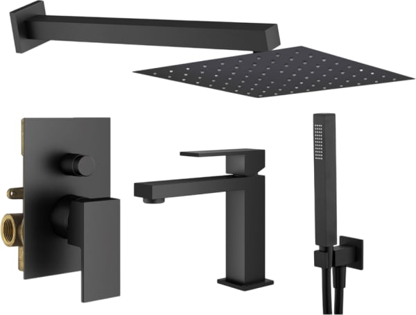 Комплект для ванной Plumberia Selection Tag KITTG15NO53 С ВНУТРЕННЕЙ ЧАСТЬЮ, черный матовый
