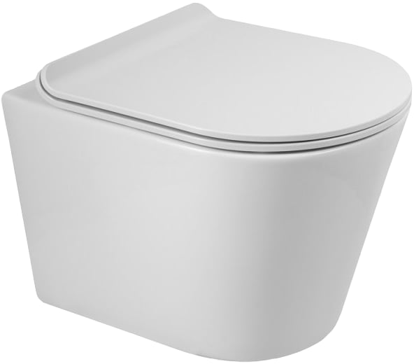 Унитаз подвесной BelBagno Flay-r BB053CHR BB901SC с микролифтом, безободковый, глянцевый белый