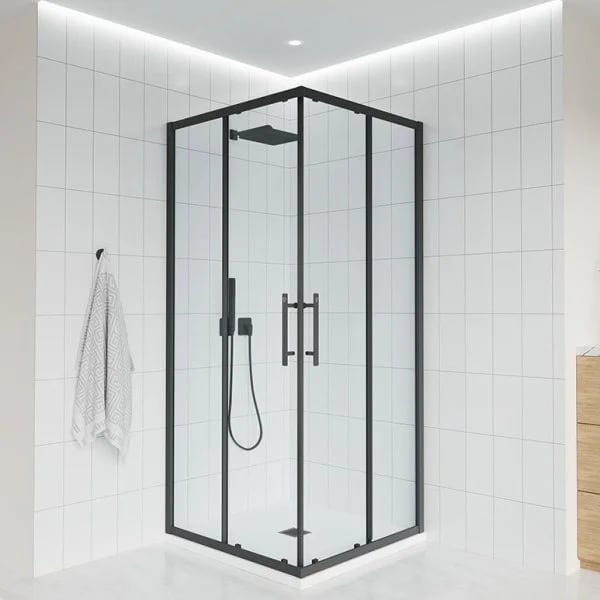 Душевой уголок Veconi Evo 300 B 90х90 см, профиль матовый черный, стекло прозрачное