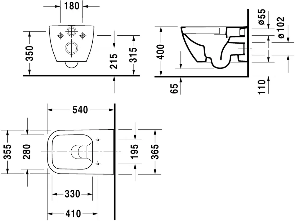 Чаша для унитаза подвесного Duravit Happy D.2 2222098900, глянцевый черный Sancos — официальный сайт