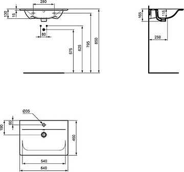 Мебельная раковина Ideal Standard Connect Air E028901 64 см
