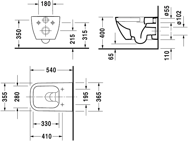 Чаша для унитаза подвесного Duravit Happy D.2 2222098900, глянцевый черный Sancos — Оригинал