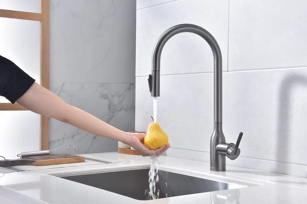 Смеситель для кухни Paulmark Universal Un213880-GM вороненая сталь Sancos — официальный сайт