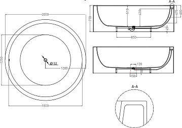 Ванна из искусственного камня Salini Isola S-Sense 200x200 см, отдельностоящая, матовая белая, кругл