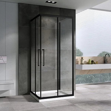 Душевой уголок Abber Schwarzer Diamant AG02080BH-S80B 80x80, профиль черный,  стекло прозрачное