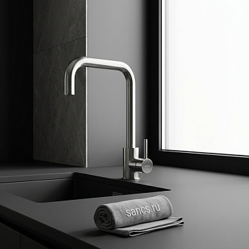 Смеситель для кухни Sancos Stainless, с поворотным Г изливом, нержавеющая сталь, SC12002SS