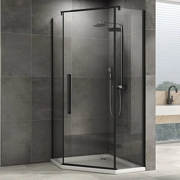 Душевой уголок Abber Ewiges Wasser AG05100B 100x100, профиль черный, стекло прозрачное