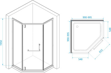Душевой уголок RGW Hotel HO-084-B 100x100x195 см, профиль черный, стекло прозрачное