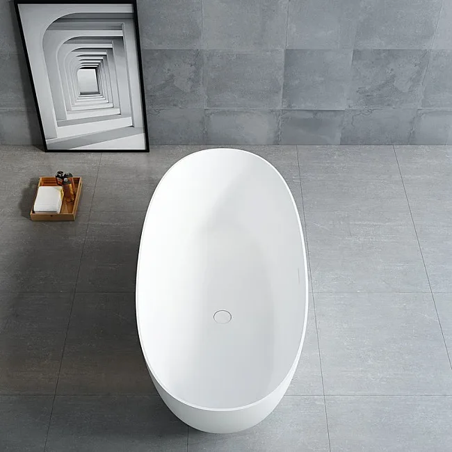 Ванна из искусственного камня Vincea VBT-6S01MW 170x75 см, отдельностоящая, матовая белая, овальная, Sancos — Оригинал