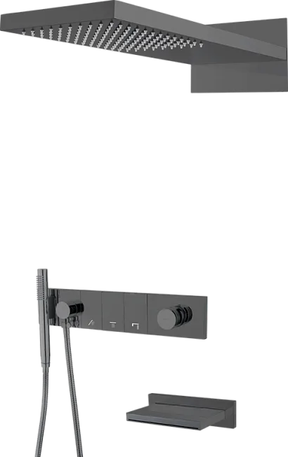 Душевой комплект Boheme Zodiac 132-2-SGM, С ВНУТРЕННЕЙ ЧАСТЬЮ, shine gun metal Sancos — Оригинал