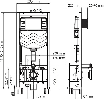 Система инсталляции для унитазов Wasserkraft Dill 61TLT.010.ME.BN01, с кнопкой смыва никель