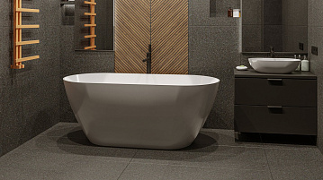 Ванна из искусственного камня WHITECROSS Coral A 165x75 см, отдельностоящая, белая, овальная, с донн