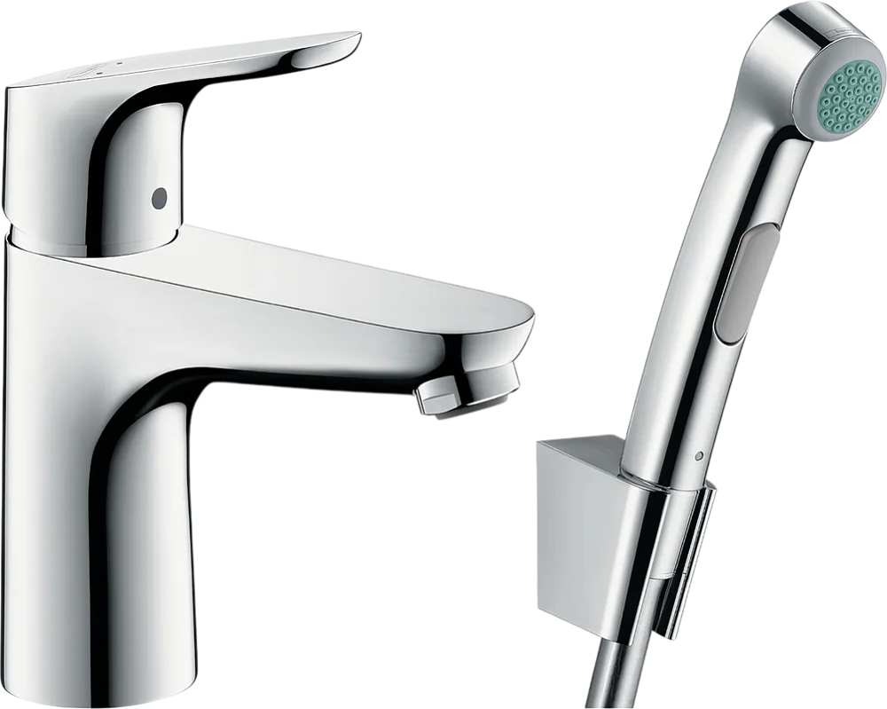 Смеситель для раковины Hansgrohe Focus 31927000 с гигиеническим душем, с донным клапаном Push-Open Sancos — официальный сайт