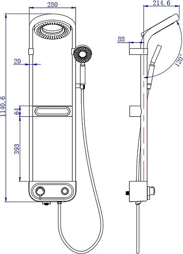 Душевая стойка AQUAme AQM8004B, черная