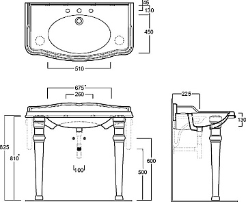 Раковина Simas Arcade AR 874 105 см, с ножками