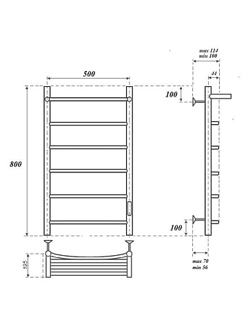 Полотенцесушитель электрический APEXTERMO Корона CR01185WM 80x55 см, подключение справа, слева, скры