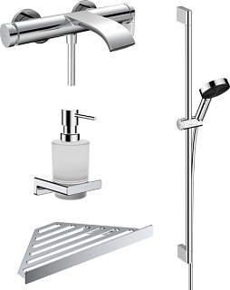 Смеситель для ванны с душем Hansgrohe Vivenis 75420000, + Душевой гарнитур 24170000 + аксессуары для