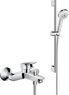 Смеситель для ванны с душем Hansgrohe Logis 71400000, + Душевой гарнитур Hansgrohe Crometta 100 Mult