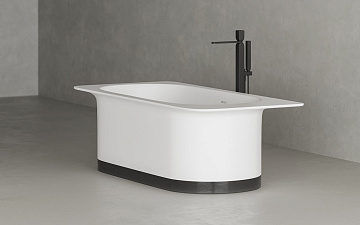 Ванна из искусственного камня Salini Ninfea S-Stone 180x80 см, отдельностоящая, матовая белая, со сл