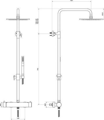 Душевая стойка IB Rubinetterie Industria ID800CC_1, chrome