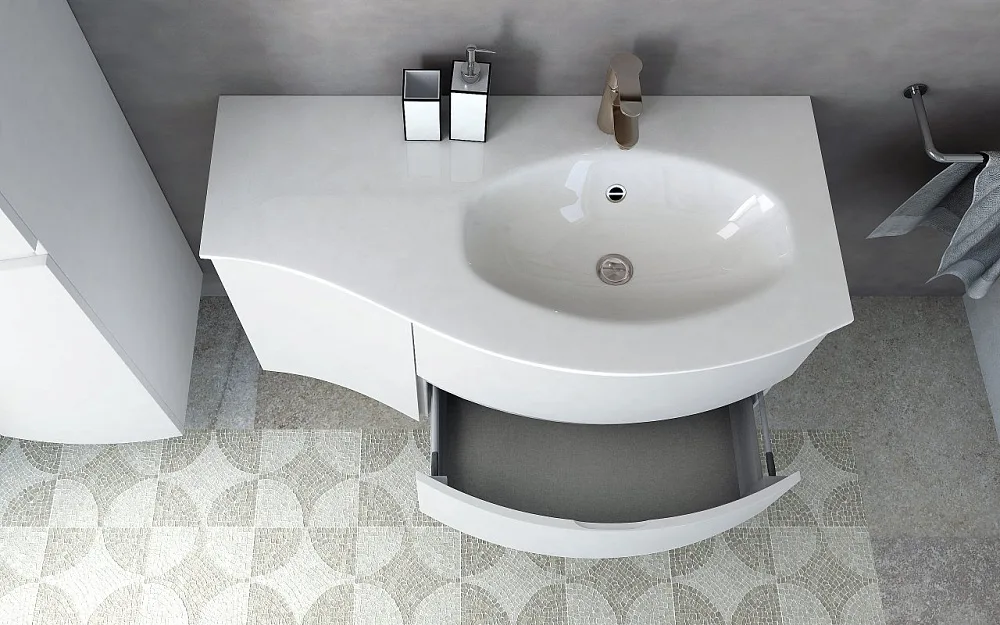 Мебельная раковина Cezares 50154 104х52 R bianco Sancos — официальный сайт