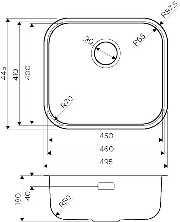 Мойка кухонная Omoikiri Omi 49-U-IN нержавеющая сталь