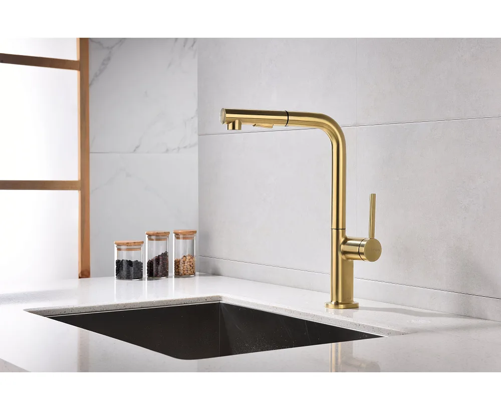 Смеситель для кухни Paulmark Neo Ne214419-LG, светлое золото Sancos — официальный сайт