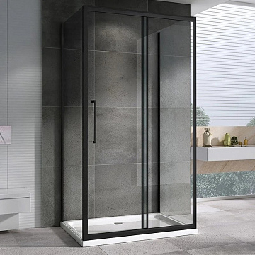 Душевой уголок Abber Schwarzer Diamant AG30140BH-S90B-S90B 140х90, профиль черный, стекло прозрачное