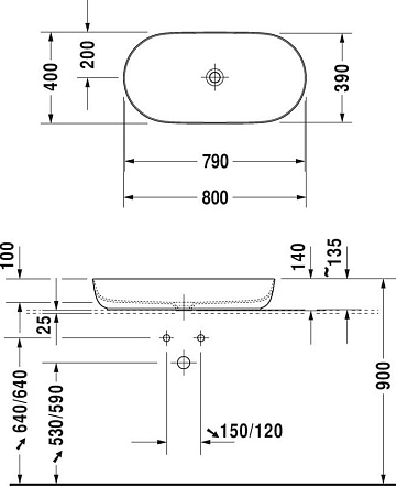 Накладная раковина Duravit Luv 0379800000 80 см