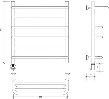 Полотенцесушитель электрический Secado Верона 2 60x50, черный, L
