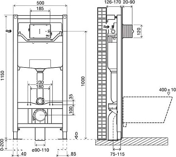 Система инсталляции для унитазов OLI Eco Oli 120 eco 879236, Sanitarblock mechanic