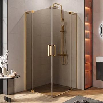 Душевой уголок Cezares Slider AH 2 80/90-90/100 BR BORO профиль брашированное золото, стекло бронза