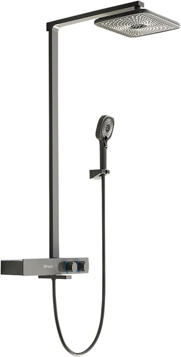 Душевая стойка Vincea Inspire VSFS-3I13TGM, с термостатом, вороненая сталь