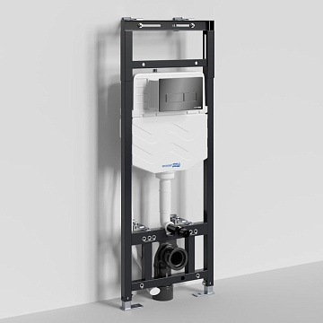 Система инсталляции для унитазов Wasserkraft Alme 15TLT.010.ME.PB03, с кнопкой смыва черной