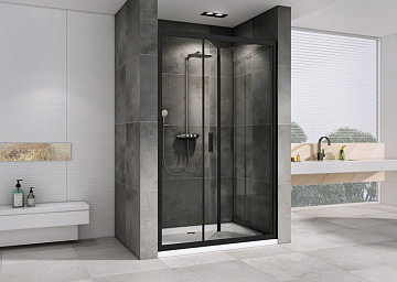 Душевая дверь в нишу Abber Sonnenstrand AG07100B 100 см, профиль черный, стекло прозрачное