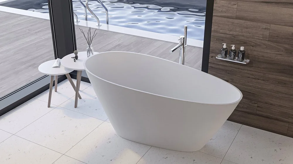 Ванна из искусственного камня WHITECROSS Spinel C 150x70 см, отдельностоящая, матовая белая, овальна Sancos — официальный сайт