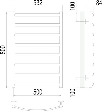 Полотенцесушитель водяной Terminus Атланта+ П8, 500x800