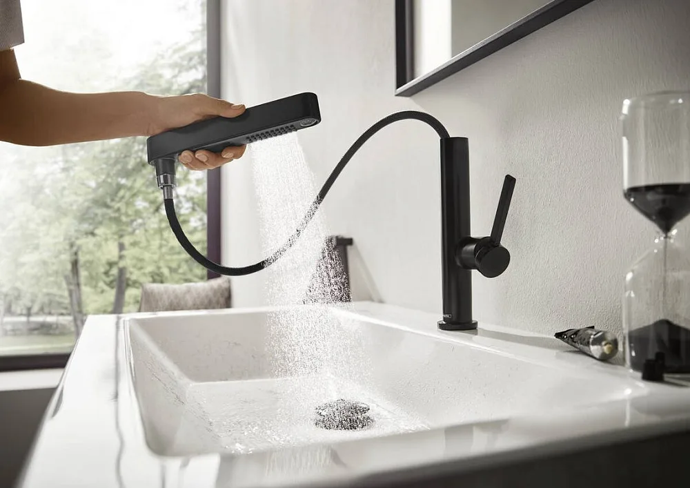 Смеситель для раковины Hansgrohe Finoris 230 76063670 матовый черный Sancos — официальный сайт