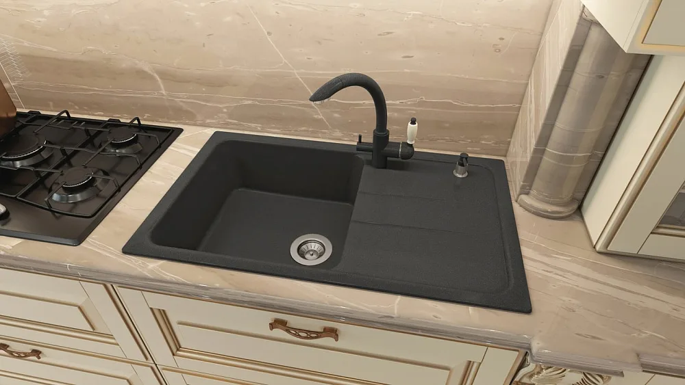 Мойка кухонная Florentina Специя 860 черная Sancos — официальный сайт