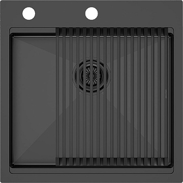 Мойка кухонная Paulmark Kroner + Pro PM705151-GM+R405-GM вороненая сталь