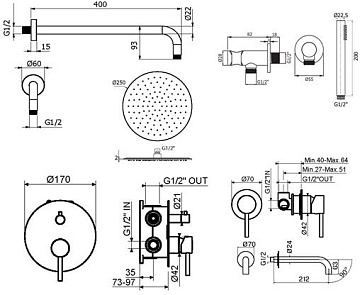 Комплект для ванной Plumberia Selection Ixo KITXO18NO210 С ВНУТРЕННЕЙ ЧАСТЬЮ, черный матовый