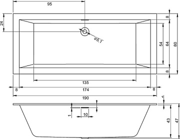 Акриловая ванна Riho Rething Cubic 190x80 см, B108001005