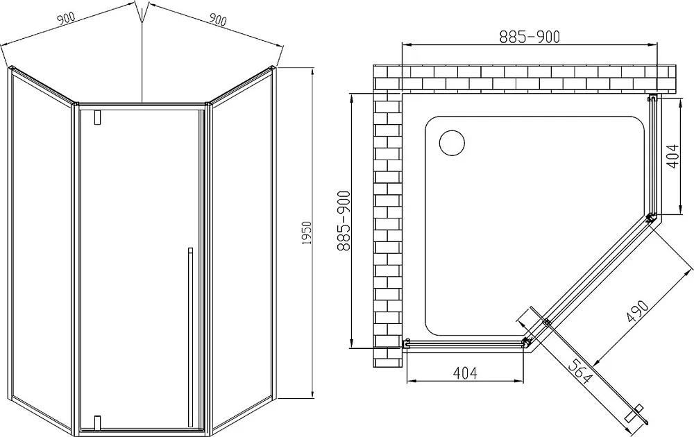 Душевой уголок Vincea Penta VSP-3P900CLB 90x90, профиль чёрный, стекло прозрачное Sancos — официальный сайт