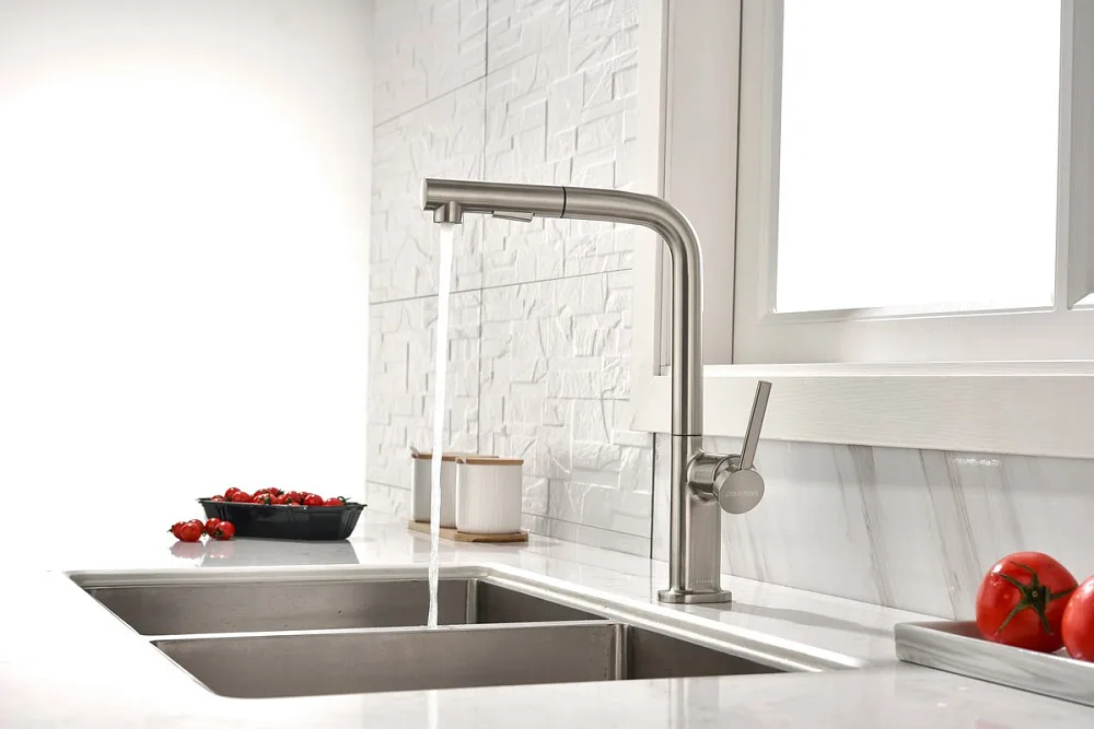 Смеситель для кухни Paulmark Neo Ne214419-Ni никель Sancos — официальный сайт