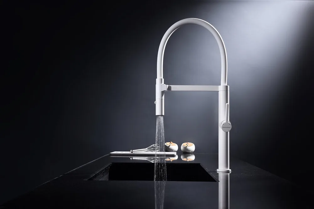 Смеситель для кухни Paulmark Leader Le214101-WH, белый матовый, с гибким изливом Sancos — официальный сайт