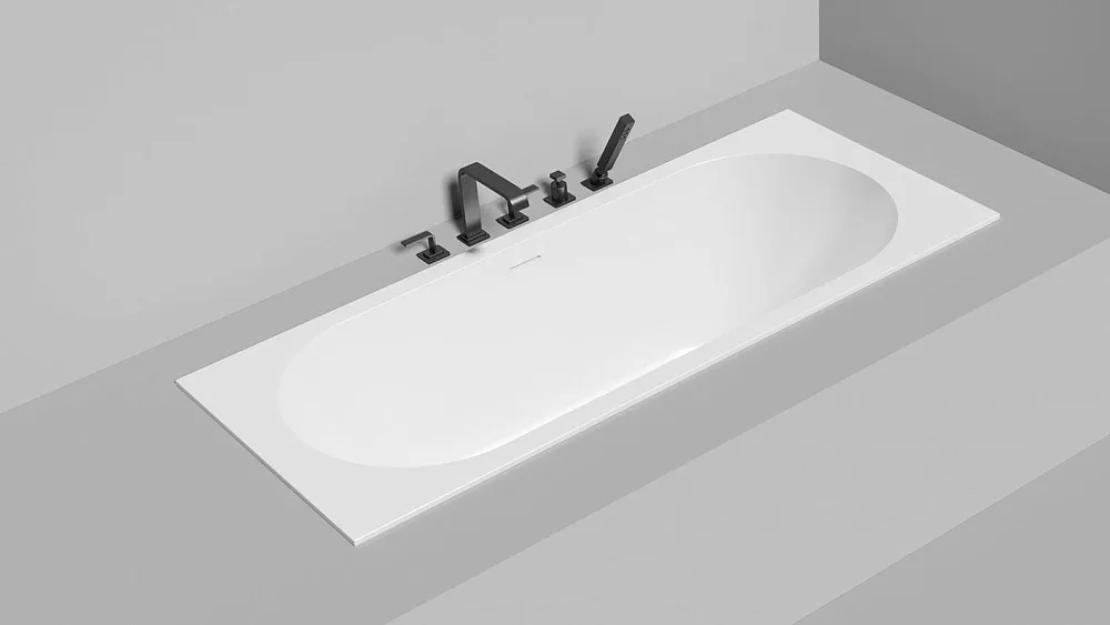 Ванна из искусственного камня Salini Ornella Axis Kit S-Sense 170x70 см, встраиваемая, матовая белая Sancos — официальный сайт