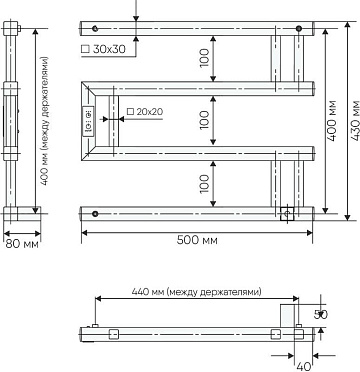 Полотенцесушитель электрический Indigo Muza DGM40-50GFMRt graphite metallic