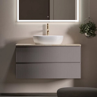 Тумба с раковиной Sancos Snob R 100 см, doha soft, столешница бежевая, раковина CN6019