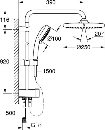 Душевая стойка Grohe Tempesta Cosmopolitan System 250 26675000