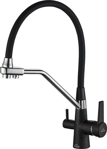 Смеситель для кухни Steel Hammer SH 903-6 Black Cr с гибким изливом